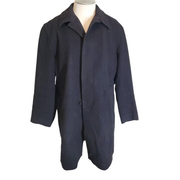 Claiborne Men's Italian Wool Peacoat Overcoat Black Sz M - Picture 1 of 6